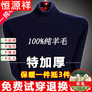恒源祥純羊毛絨衫純羊毛毛衫毛衣男冬季加厚純半高領(lǐng)中年爸爸針織打底衫 上青 高 領(lǐng)純?nèi)?00 M 170碼(適合120-140斤)純?nèi)?00