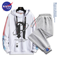 NASA BASE官方潮牌聯(lián)名連帽衛衣男女款秋冬季ins青少年情侶加絨上衣打底衫 1704白色+2201灰色 XL（建議125-140斤）