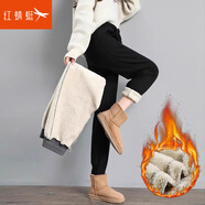 紅蜻蜓加絨褲女休閑褲2025年冬季新款女裝衛褲保暖棉褲羊羔絨長(cháng)褲子女士 黑色加絨長(cháng)褲 XL