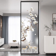 藝術(shù)玻璃遮擋風(fēng)水屏風(fēng)隔斷入戶玄關(guān)客廳鞋柜臺(tái)面半墻簡(jiǎn)約喜上眉梢