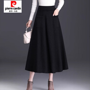 皮爾卡丹（pierre cardin）針織半身裙秋冬加厚冬裙女中長款百褶裙A字顯瘦氣質(zhì)大擺毛線長裙 黑色 均碼 80-150斤