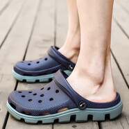 西域駱駝洞洞鞋潮沙灘鞋防滑男士室外夏季穿潮流包頭涼鞋大頭涼拖鞋