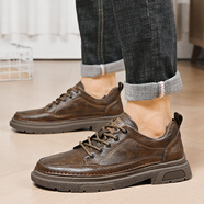 公牛世家（G.N.Shi Jia）男鞋春秋季新款男士皮鞋復(fù)古工裝鞋百搭休閑鞋子男 古銅灰色 38