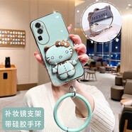卓昇 OPPO reno10手機殼KT補妝鏡支架RENO9pro保護套全包防摔硅膠por女款高檔小眾