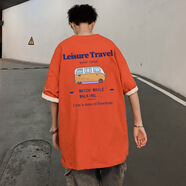 Tim Peake短袖t恤男青少年ins潮流夏裝寬松學(xué)院風(fēng)半袖T115510 橙色 M