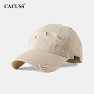 CACUSS棒球帽男四季軟頂破洞鴨舌帽女潮流時(shí)尚遮陽(yáng)防曬帽休閑戶外太陽(yáng)帽