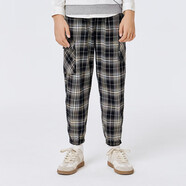 巴拉巴拉童裝男童長(cháng)褲兒童秋裝中大童法蘭絨格子工裝褲帥氣復古風(fēng)