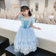 蓓然美冰雪奇緣公主裙女童連衣裙愛莎公主裙長裙生日禮物聚會禮服演出服 公主裙+披紗+皇冠手套項(xiàng)鏈?zhǔn)宙溇朗罪椇?1件套 110碼