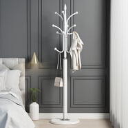 木樽歐式衣帽架臥室衣架落地客廳簡(jiǎn)約鐵藝掛衣架室內單桿收納衣服架子 理石底座(35cm加寬2.0cm加厚) 白