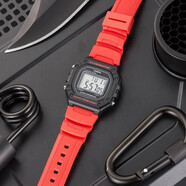 卡西歐（CASIO）男表小方塊電子表 運動(dòng)手表學(xué)生手表 多功能防水男士手表 方塊紅色W-218H-4B