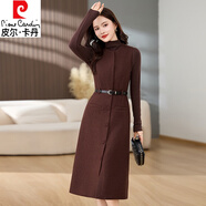 皮爾卡丹（pierre cardin）高級(jí)感氣質(zhì)羊毛呢加厚馬甲連衣裙兩件套女2024秋冬新款顯瘦套裝裙 安可拉紅 XL 175