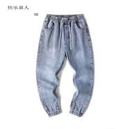 快樂(lè)嘉人 青少年牛仔褲男寬松百搭直筒褲韓版潮牌老爹褲2021四季款牛仔長(zhǎng) 淺藍(lán)色 M