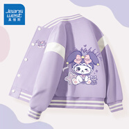 真維斯女童外套春秋款女大童洋氣秋裝衣服時(shí)尚開(kāi)衫兒童休閑拼接棒球服秋 【單件外套】紫/紫可愛(ài)兔 120
