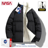 NASA RHUDE秋季外套男裝情侶裝休閑夾克男秋冬棒球服潮流男士春秋款衣服男 5878棉衣黑色(雙面穿) S (90-115斤)