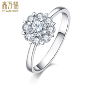 鑫萬(wàn)福 現貨鉆戒鉑金女顯鉆女人花群鑲克拉求婚結婚鉆石戒指送女友禮物 【現貨】4克拉效果共99分H色