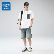 真維斯（Jeanswest）男裝夏季新款 潮流時尚百搭寬松套頭短袖T恤上衣LE 漂白色2100 M 165/88A