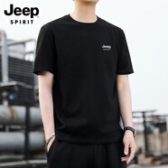JEEP SPIRIT吉普短袖t恤男士polo衣衫夏季純棉寬松透氣商務(wù)百搭休閑男裝衣服 黑色 XL 【135-145斤】
