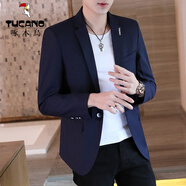 啄木鳥(niǎo) 2022西裝男士休閑韓版修身單上衣青年帥氣小西裝西服外套潮百搭 633藍色 M