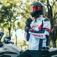 杜漢（DUHAN）摩托車騎行服皮衣男女情侶機(jī)車夾克四季防風(fēng)防摔賽車服夏季騎士服 霧藍(lán)夏季網(wǎng)眼布（男） XL