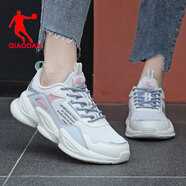 喬丹QIAODAN冬季女鞋運動(dòng)鞋女跑步鞋女校園跑鞋輕便老爹鞋女R 象牙色/灰銀色-0322A 35