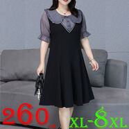 LKSX胖太太加肥加大品牌服裝大碼連衣裙夏季連衣裙新款胖媽媽氣質(zhì)感撞 HK-676#【灰色】不透明 XL 110-130斤