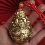 純銅財神爺手把件男士隨身把玩黃銅招財可愛女用解壓文玩長輩禮品 喜樂財神紅繩款
