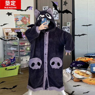 墾定（KENDING）珊瑚絨睡衣女秋冬天季睡袍女可愛(ài)加絨加厚寬松學(xué)生長(cháng)款家居服套裝 小蝙蝠睡袍 S