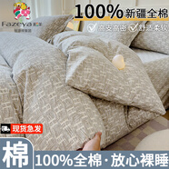 彩羊恒源祥集團長絨棉純棉四件套100%全棉秋冬加厚磨毛床單被罩三套件 輕奢范灰【100%全棉磨毛】 1.8m床單四件套被套200*230cm