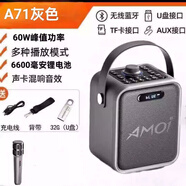 夏新新款A(yù)71藍(lán)牙音箱戶(hù)外便攜式音響廣場(chǎng)舞K歌音響小型家用插卡U盤(pán)大音量廣場(chǎng)舞音響無(wú)線(xiàn)藍(lán)牙低音炮 新款A(yù)71灰色+60W+單話(huà)筒+32G歌曲