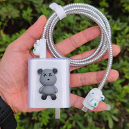 華為nova13 13pro 12 pro 12ultra數(shù)據(jù)線保護套100w充電器纏繞繩 灰色星空暴力熊+全包卡通套+銀線