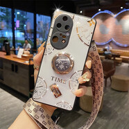 卓昇 華為pura70Pro手機殼指環(huán)扣p60手機套車(chē)載p50pro磁吸女款p40玻璃鑲鉆p30網(wǎng)紅防摔掛繩 華為P50/50E【時(shí)光指環(huán)】鉆白