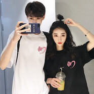 love legend情侶裝夏季短袖t恤上衣服小眾設(shè)計(jì)感男女百搭休閑半袖套裝定制 愛(ài)心  白色+黑色 2XL 男+M 女