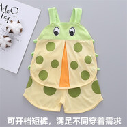 嬰兒夏裝分體吊帶套裝夏季女純棉琵琶背心兩件套寶寶夏天薄款衣服 【純棉】琵琶套裝黃色K183 90碼：20-26斤寶寶