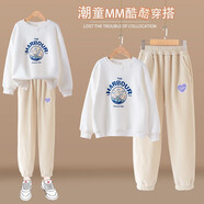 小豬彼特女童褲子冬季2025新款加絨加厚冬裝外穿兒童燈芯絨運動(dòng)褲春秋衛褲 16003杏色+4637白色【春秋套裝】 140 cm