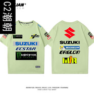 C2潮朝SUZUKI鈴木賽車服純棉T恤廠隊(duì)騎行服摩托車服機(jī)車騎士服裝短袖潮 綠色3 S