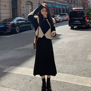 艾珠兒連衣裙2025年秋冬新款女裝韓版寬松百搭顯瘦氣質(zhì)針織毛衣套裝裙子 【單件】裙子 2XL