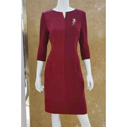 MeierMei玫而美春秋圓領(lǐng)七分袖打底裙修身包臀婚慶婆婆裝撞色拼接連衣裙 050 36