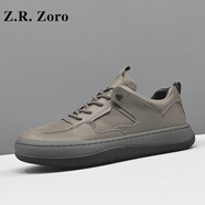 Z.R.Zoro奢侈品男鞋2025夏季新款復(fù)古百搭休閑鞋男透氣時(shí)尚板鞋厚底鞋子男 灰色低幫（現(xiàn)貨） 40
