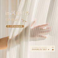 家菲（jiafei）幻影紗窗簾紗簾2025新款透光不透人客廳飄窗陽臺(tái)白色窗紗防曬隔熱 百葉紗-富士白 寬2*高2米掛鉤款1片
