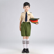 兒童大合唱學(xué)生運(yùn)動(dòng)會(huì)演出幼兒園園服男女小海軍水手制服警察軍裝 米黃男(短袖+短褲) 120cm