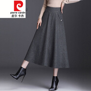 皮爾卡丹中長(zhǎng)款毛呢半身裙女秋冬千鳥(niǎo)格顯瘦字裙2021高腰加厚大擺裙針織 千鳥(niǎo)格 M 27