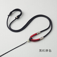 通幽閣925銀金剛結項鏈繩子吊墜掛繩手工編織編制翡翠平安扣掛墜掛脖繩 細長(cháng)925銀金剛結【黑+紅】