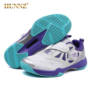 HUNNZ品牌羽毛球鞋男士旋轉(zhuǎn)扣防滑減震運(yùn)動(dòng)乒乓球鞋網(wǎng)球鞋 白紫色 41