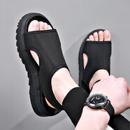 柯盾（KEDUN）羅馬涼鞋男款夏季外穿防滑耐磨新款男士沙灘鞋休閑運動(dòng)涼拖鞋 黑色 41