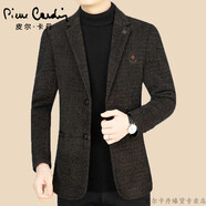 皮爾卡丹（pierre cardin）羊毛呢西裝男秋冬季外套男中年男士單西外套厚羊毛呢休閑西服針織 62857咖色 3XL 190(175-190斤)