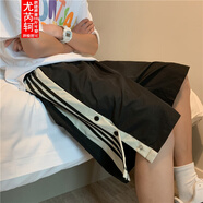 【肥仔240斤超大碼5XL】短褲男運動(dòng)加肥加大碼潮流寬松韓版百搭褲子休閑排扣五分中褲夏季 黑色 5XL
