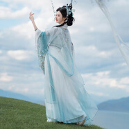 鐘靈記 行芷為晚 鳶尾蝴蝶流云刺繡漸變南北朝漢服 披風(fēng)一件現(xiàn)貨 M