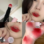 HERORANGE植絨頭唇釉氣墊海綿頭毛毛頭唇泥霧面啞光霧面旋轉小毛球氣墊唇霜 黑色款唇霜01軟萌玫瑰