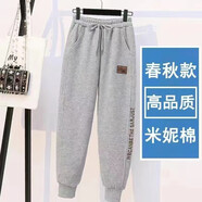 詩婭達(dá)加絨休閑褲女秋冬新款衛(wèi)褲女寬松運(yùn)動哈倫褲子女潮 淺灰色（春秋款） M 建議80-100斤