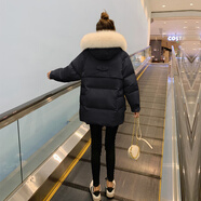 lareen fitty羽絨服女短款冬季新款寬松顯瘦時(shí)尚白鴨絨小個(gè)子加厚保暖連帽外套 黑色- 【帶米白毛領(lǐng)】 M